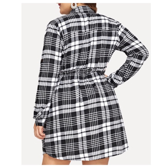 ➕ Plaid Shirt Dress - Picture 3 of 6